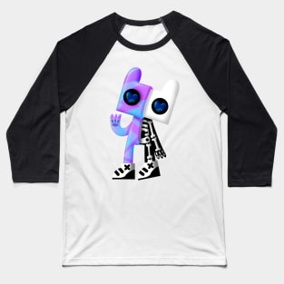 Half Skull Cat Hi Doodle Baseball T-Shirt